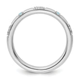 14k White Gold Stackable Expressions Aquamarine and Diamond Ring